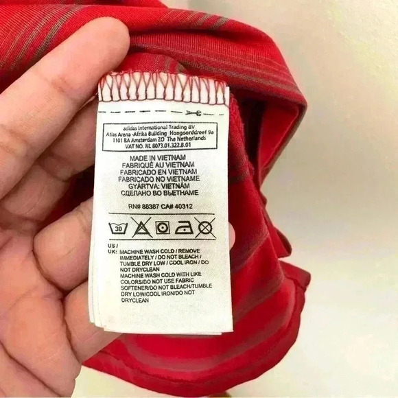 Adidas Climalite Golf Polo‎ Red Stripes Shirt Men’s Size Large Sports Athletic - Picture 5 of 9